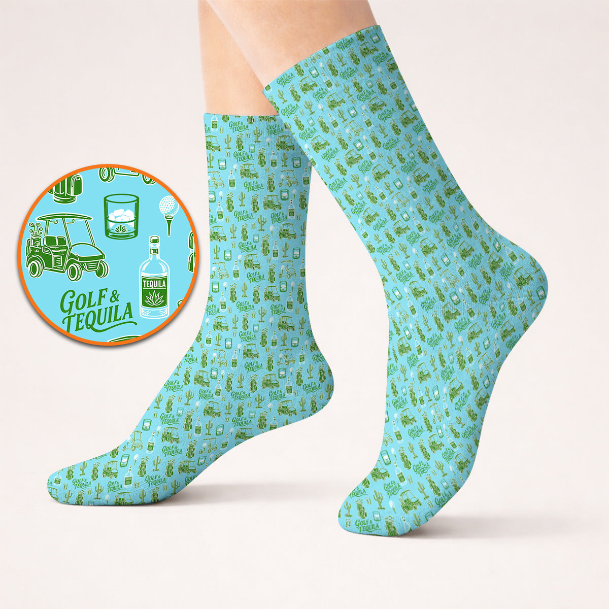 Golf & Tequila Pattern Golf Socks, Funny Golf Sock For Tequila Lover, Golf Gift For Golfer