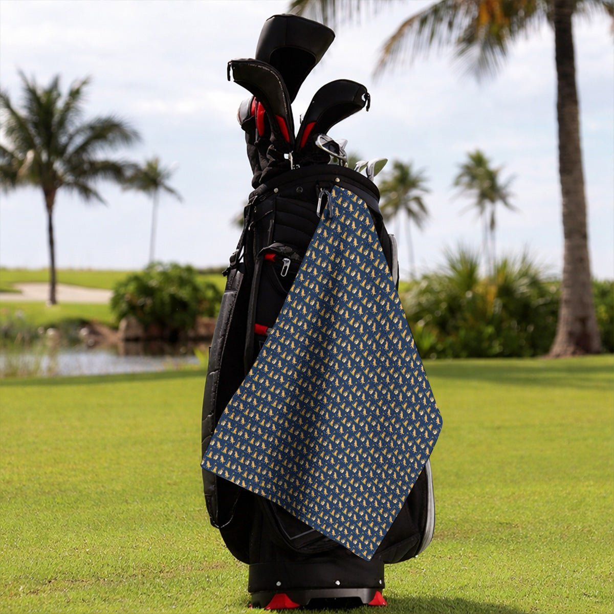 Golden Retriever Pattern Golf Towel, Funny Dog Golf Towels, Crazy Golf Gift For Golfer