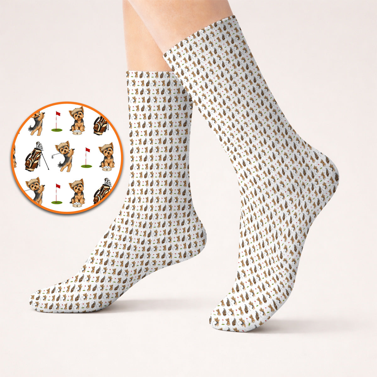 Yorkshire Terrier Golf Sock, Cute Yorkie Pattern Golf Socks, Gift for Golf Lovers