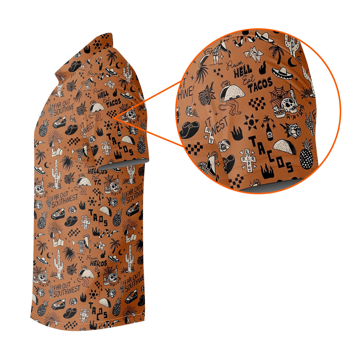 Southwest Desert Taco Skull Pattern Hawaiian Golf Shirt, Golf Shirts For Men, Mens Polo Shirts