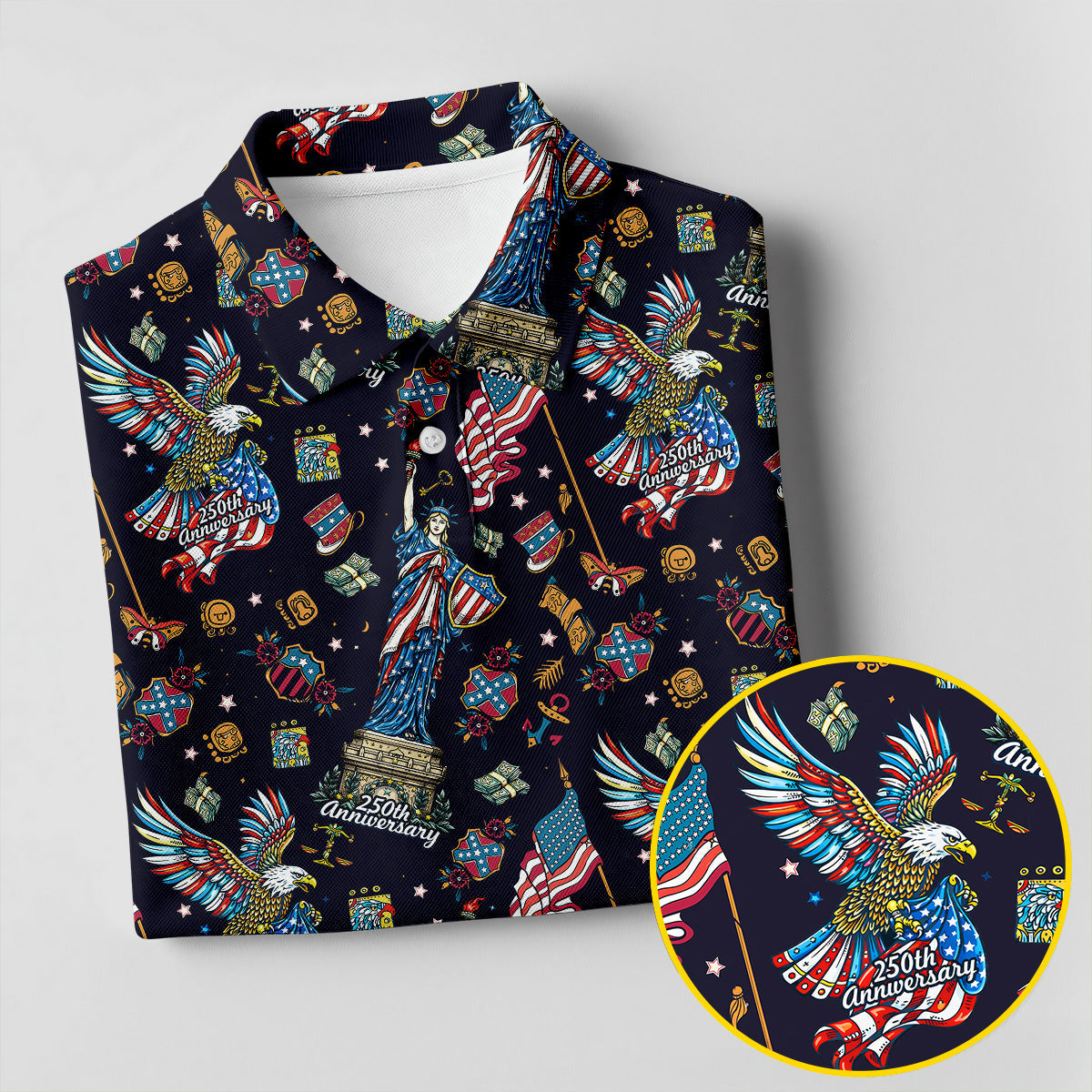 American History Culture Patriotic 4th Of July Golf Shirt, 250th Anniversary Golf Shirts For Men
