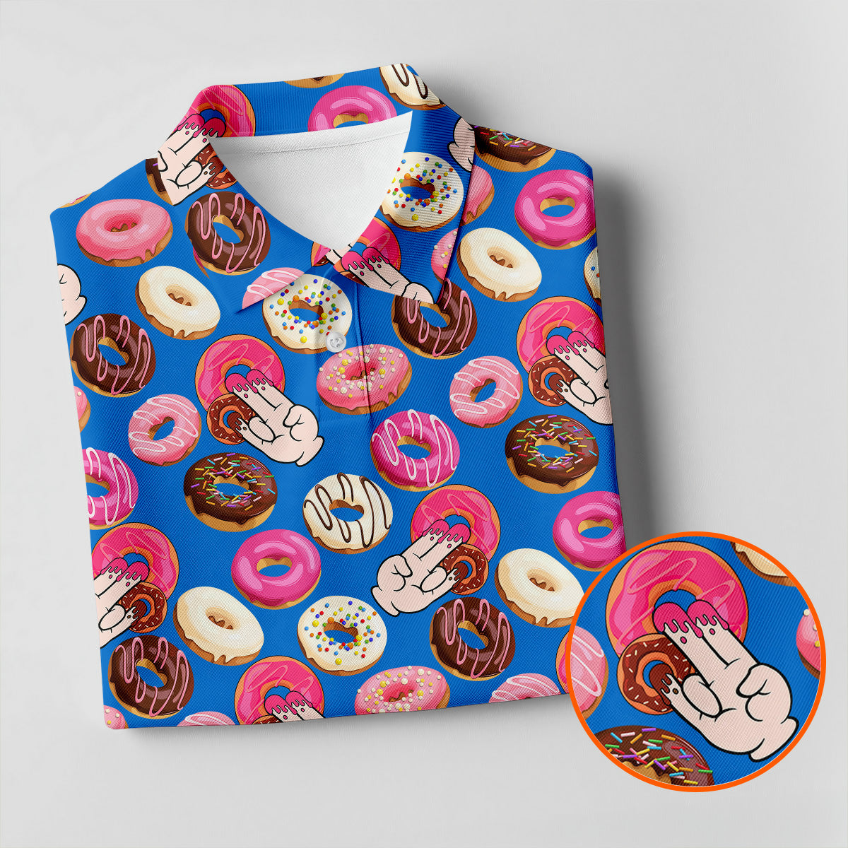 Funny Donut Adult Humor Blue And Pink Fun Golf Shirts For Men, Valentines Golf Gift, Polo Shirts For Men