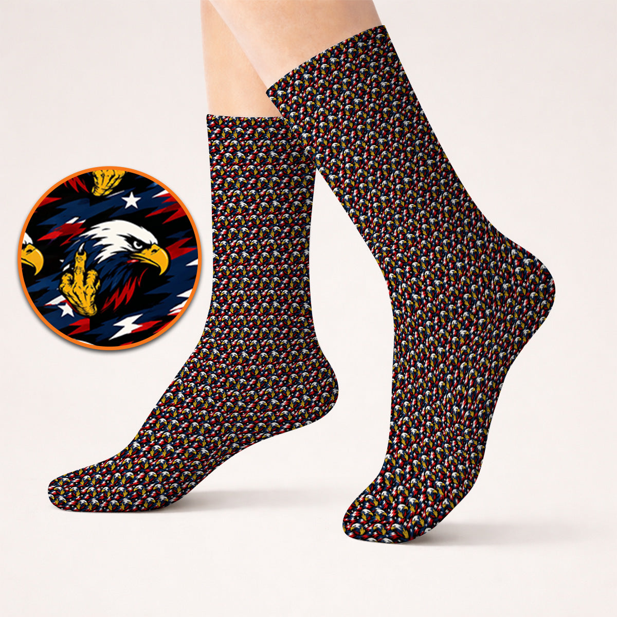 Eagle Middle Finger Golf Socks, USA Patriotic Pattern Golf Sock, Crazy Golf Gift For Golfer
