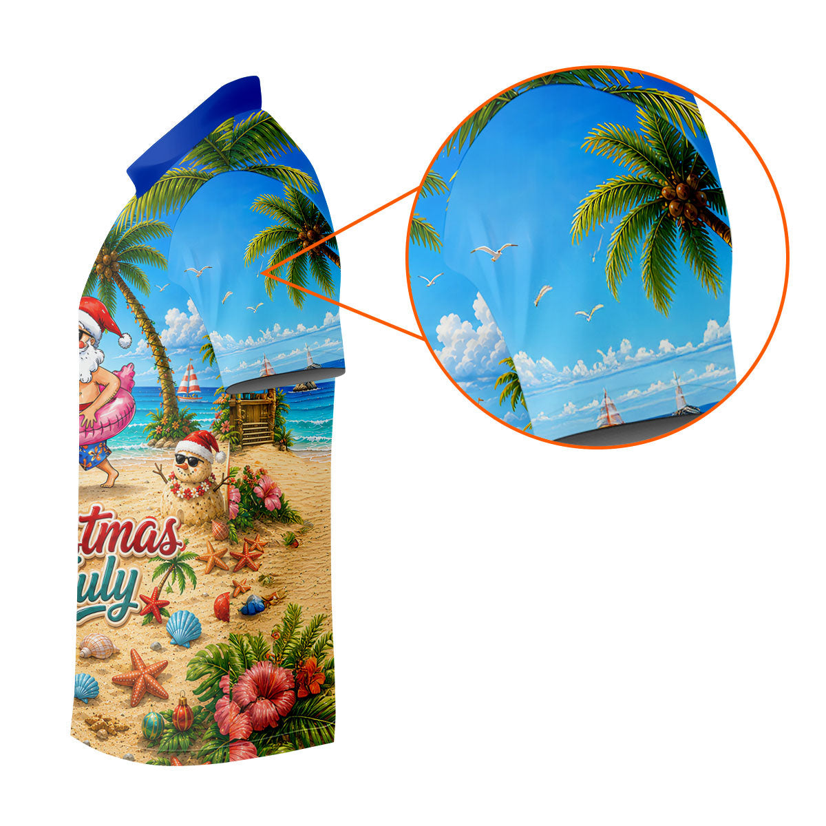 Santa Christmas In July Beach Golf Shirt, Christmas Golf Shirt, Golf Apparel For Men