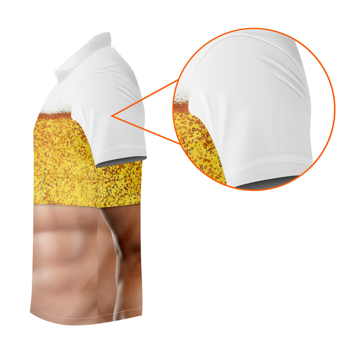 Bubbly Beer Foam Faux Abs Sleeveless Crop Golf Shirt, Printed Golf Shirts, Mens Golf Apparel
