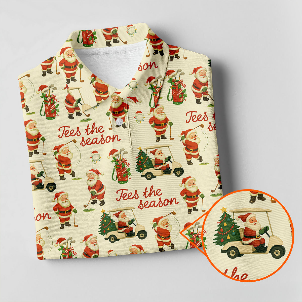 Tees The Season Funny Santa Claus Golf Tops For Men, Christmas Golf Shirt, Polo Shirts For Men, Golf Gift For Men
