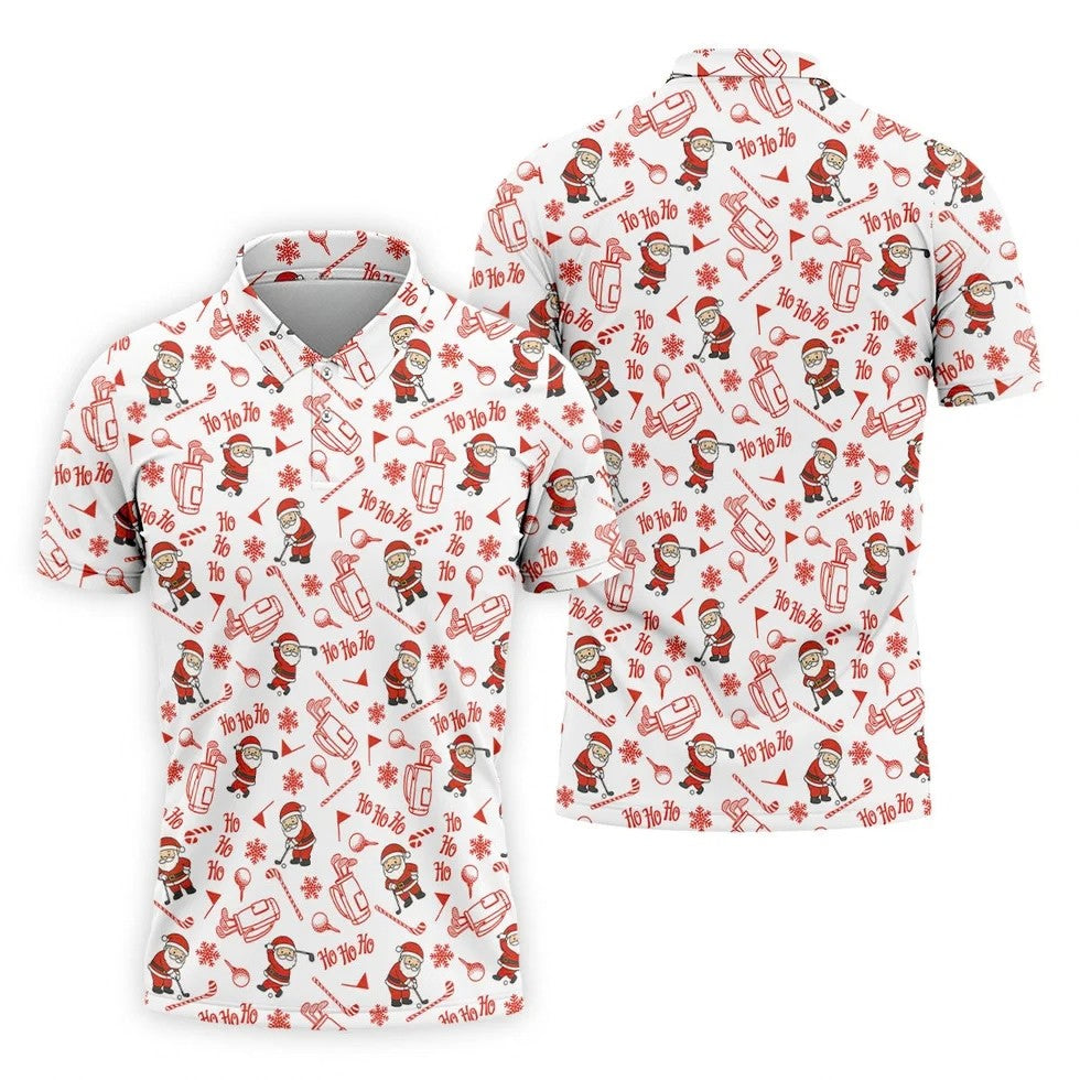 Ho Ho Ho Merry Christmas Funny Print Christmas Golf Shirt, Golf Shirts For Men, Golf Gift For Men