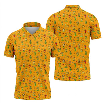 Mexican Cartoon Food Characters Cinco De Mayo Celebration Fiesta Themed Orange Golf Shirts For Men