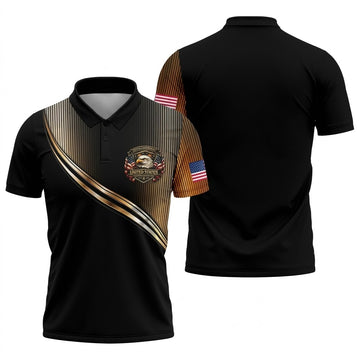 250th Anniversary Metallic Looking Patriotic Golf Shirt, 4th Of July Golf Shirts For Men