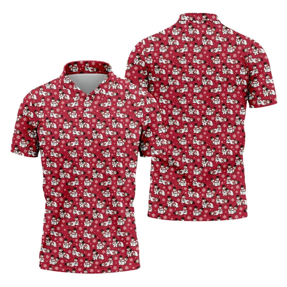 Naughty Snowman Red Golf Shirt, Christmas Golf Shirt, Fun Golf Shirts For Men, Polo Shirts For Men