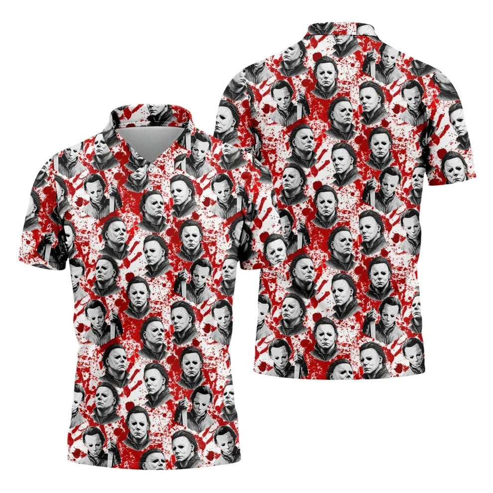 Halloween Masked Horror Character Polo Shirt, Mens Polo Shirts, Mens Golf Apparel