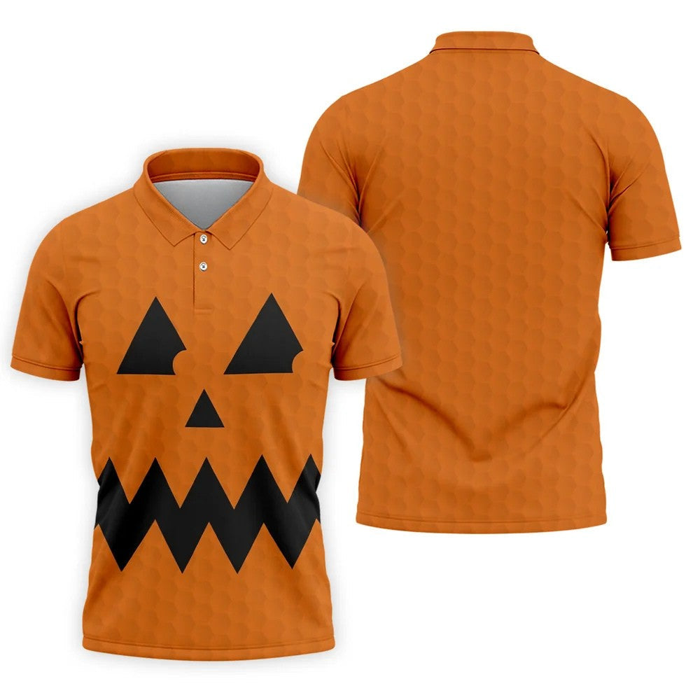 Halloween Jack O Lantern Golf Shirt, Men's Golf Shirt, Hawaiian Golf Shirt