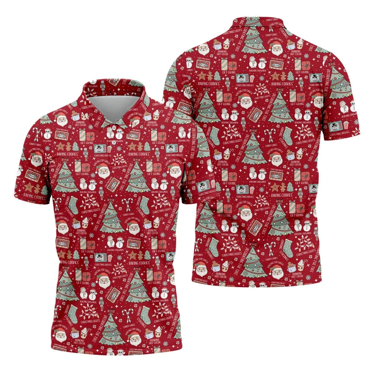 Tis The Season Santa Claus Gift Red Men's Golf Polo Shirts, Christmas Golf Shirt, Polo Shirts For Men