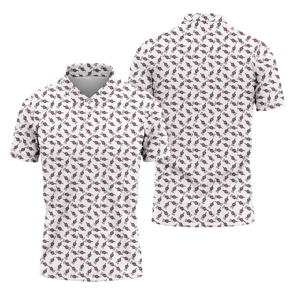 Middle Finger Breast Cancer Golf Shirt, Men Golf Polo, Golf Gift Ideas For Him, Mens Golf Polo Shirts