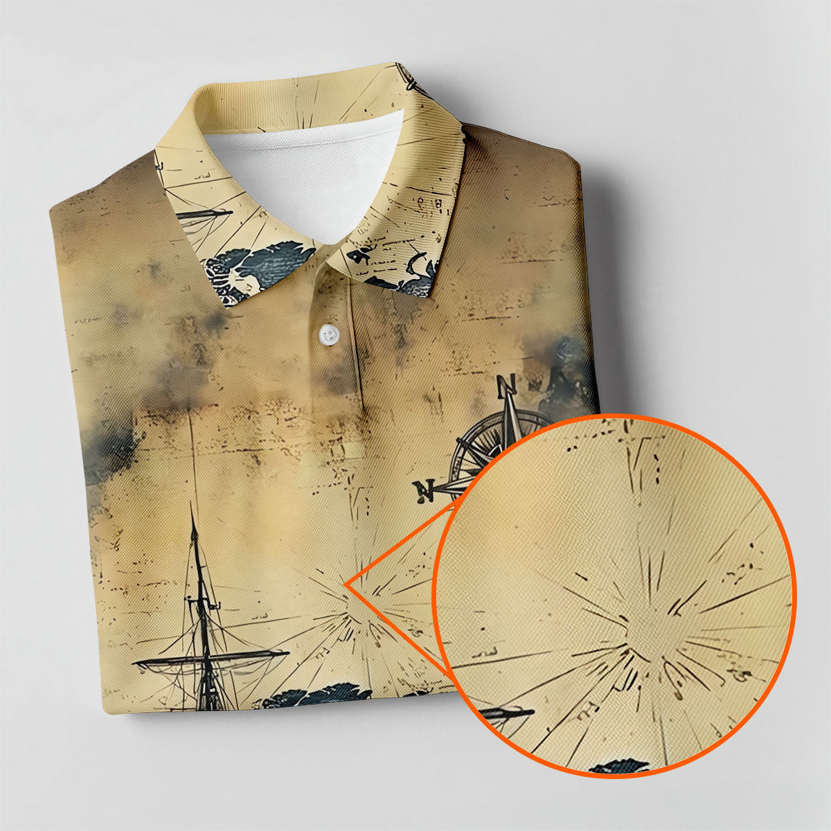Vintage Ship Map Compass Ocean Golf Shirt, Golf Tops For Women, Women’s Golf Apparel
