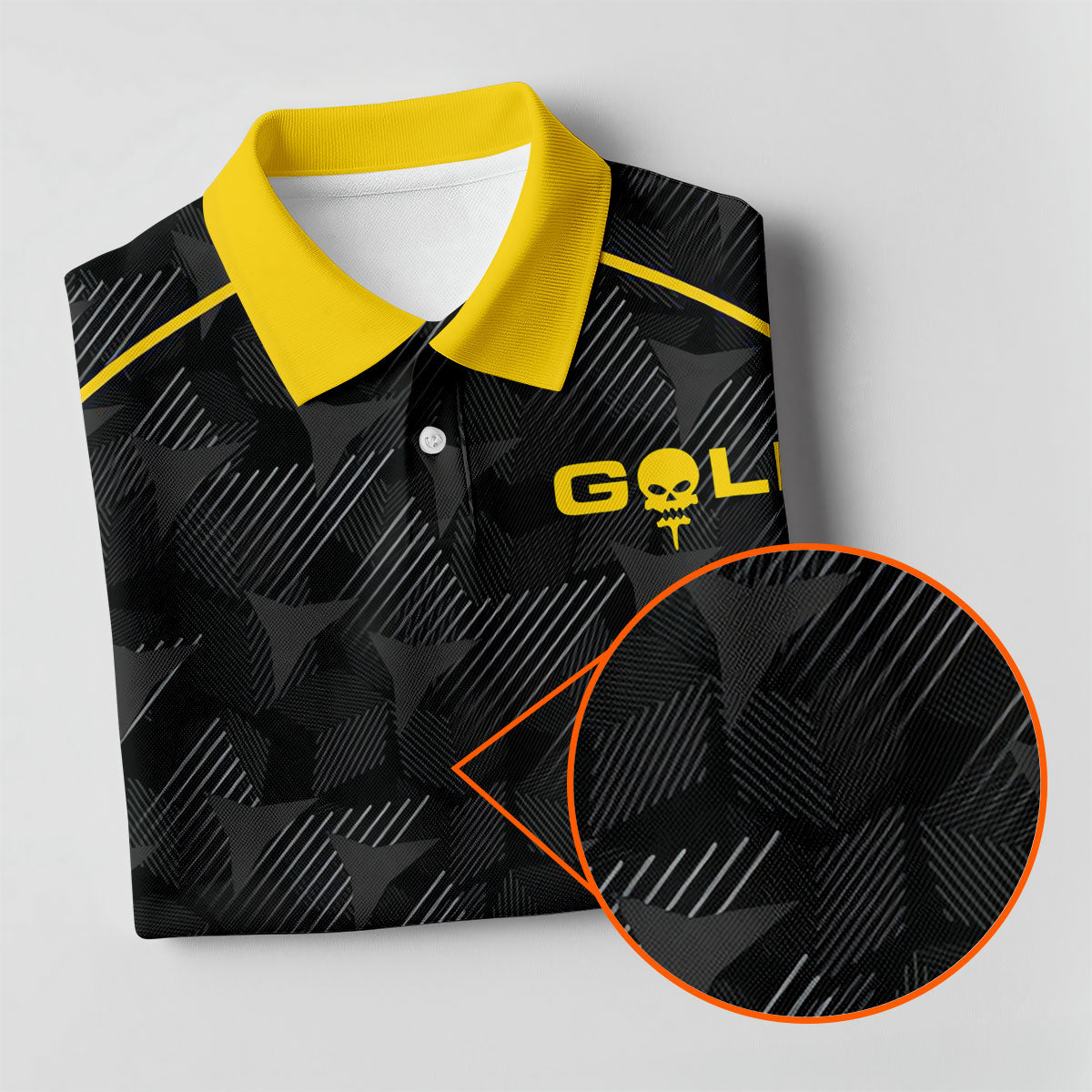 Abstract Triangle Black Yellow Golf Tops For Men, Father's Day Golf Gift, Polo Shirts For Men