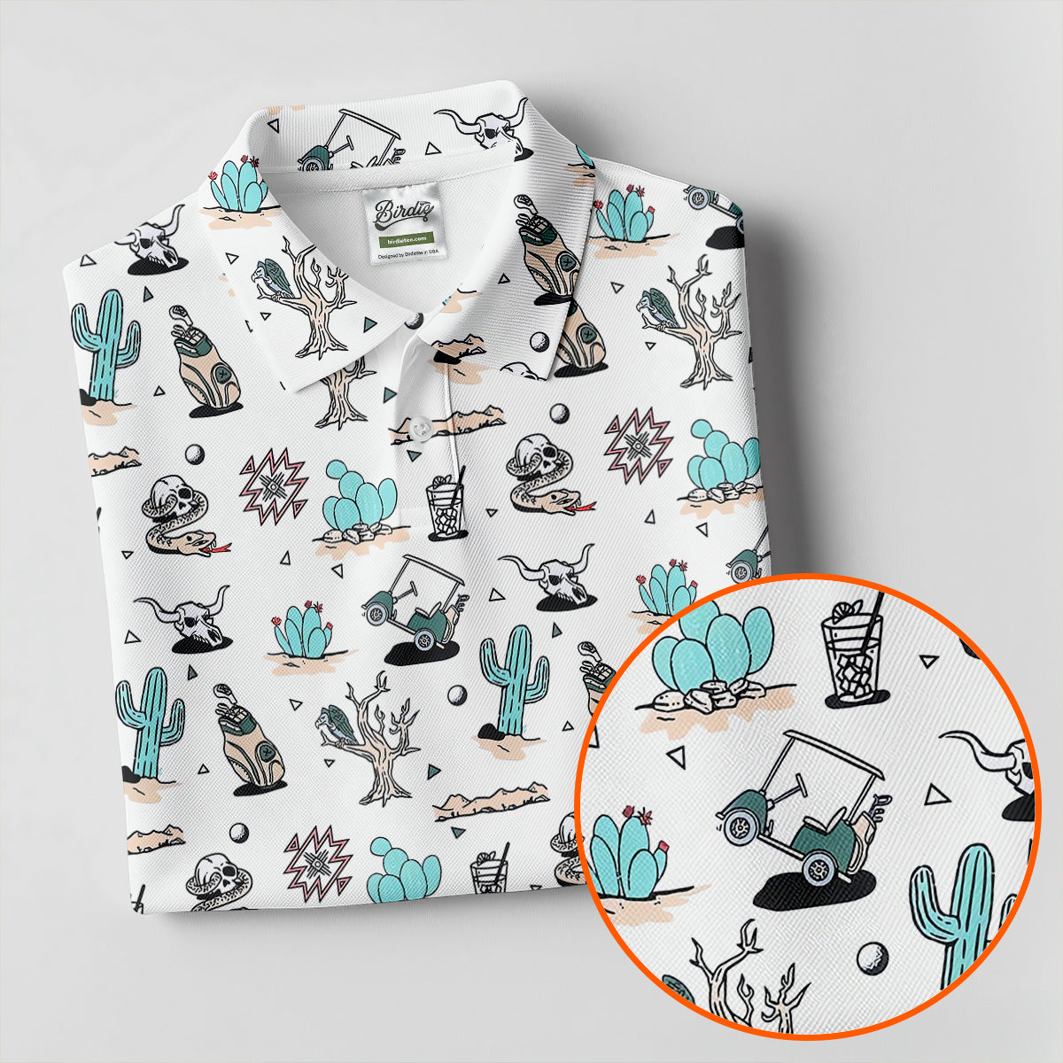 White Desert Golf Pattern Golf Polo Shirt, Women's Golf Polo, Hawaiian Golf Shirt