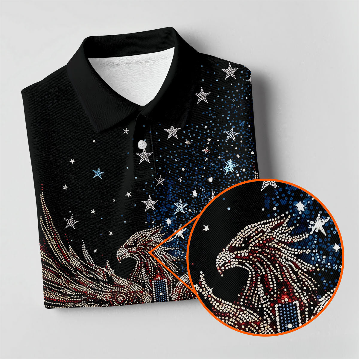 Faith Cross Patriotic Eagle Rhinestones Pattern 4th Of July Golf Shirt, 250 Years Golf Shirt For Women