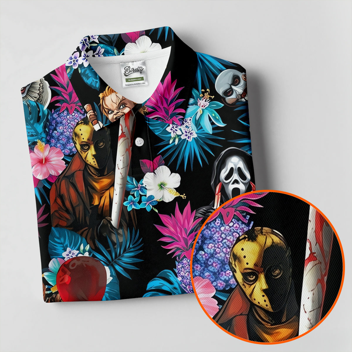 Tropical Horror Character Halloween Golf Shirt, Golf Shirts For Women, Women's Golf Apparel