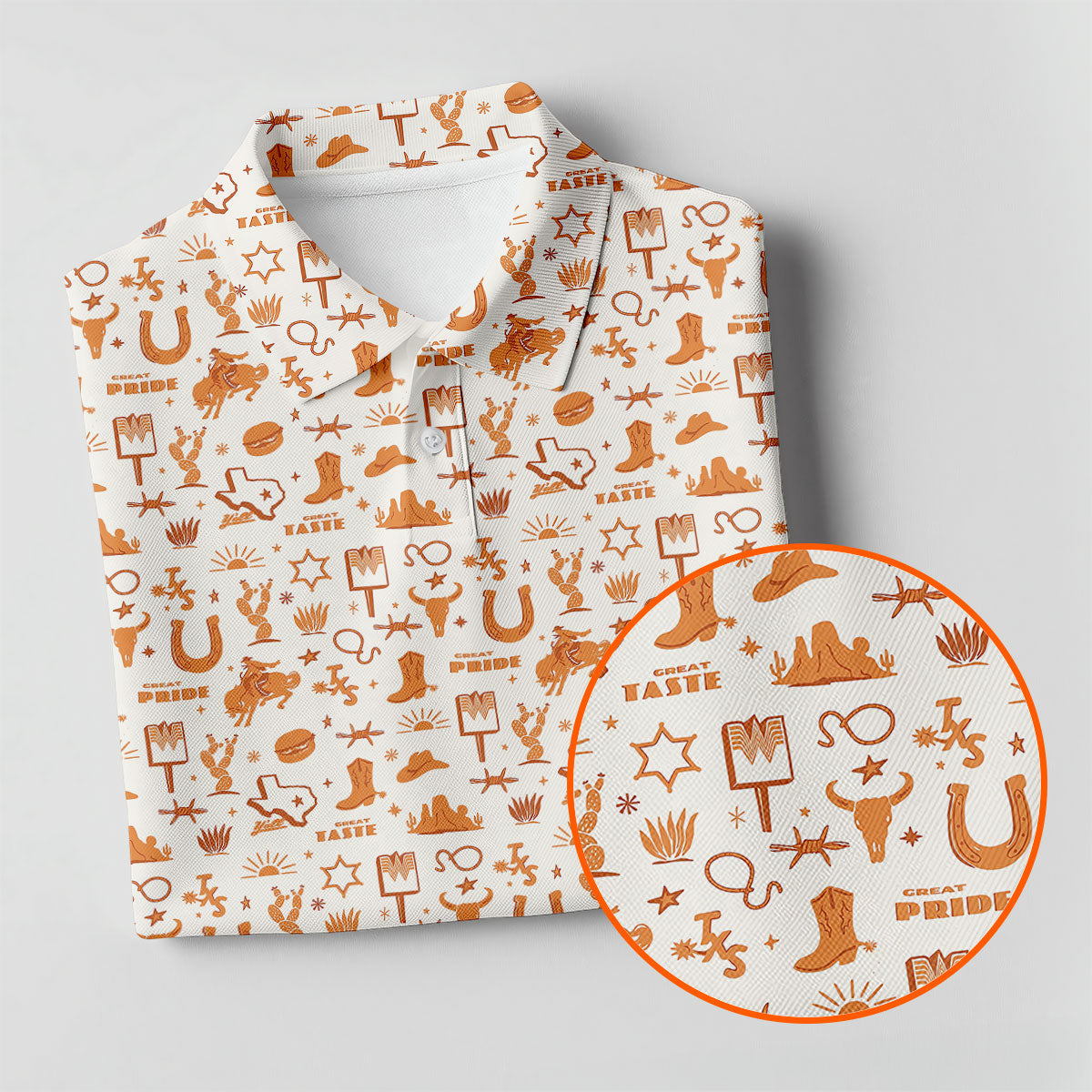 Texas Cowboy Western Pattern Golf Polo Shirt, Ladies Golf Shirts, Hawaiian Golf Shirt
