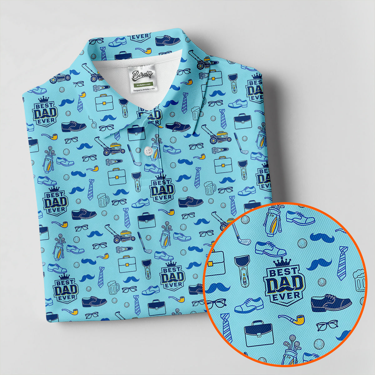 Best Dad Ever Dad Life Doodle Pattern Father's Day Golf Shirt, Golf Gift For Dad