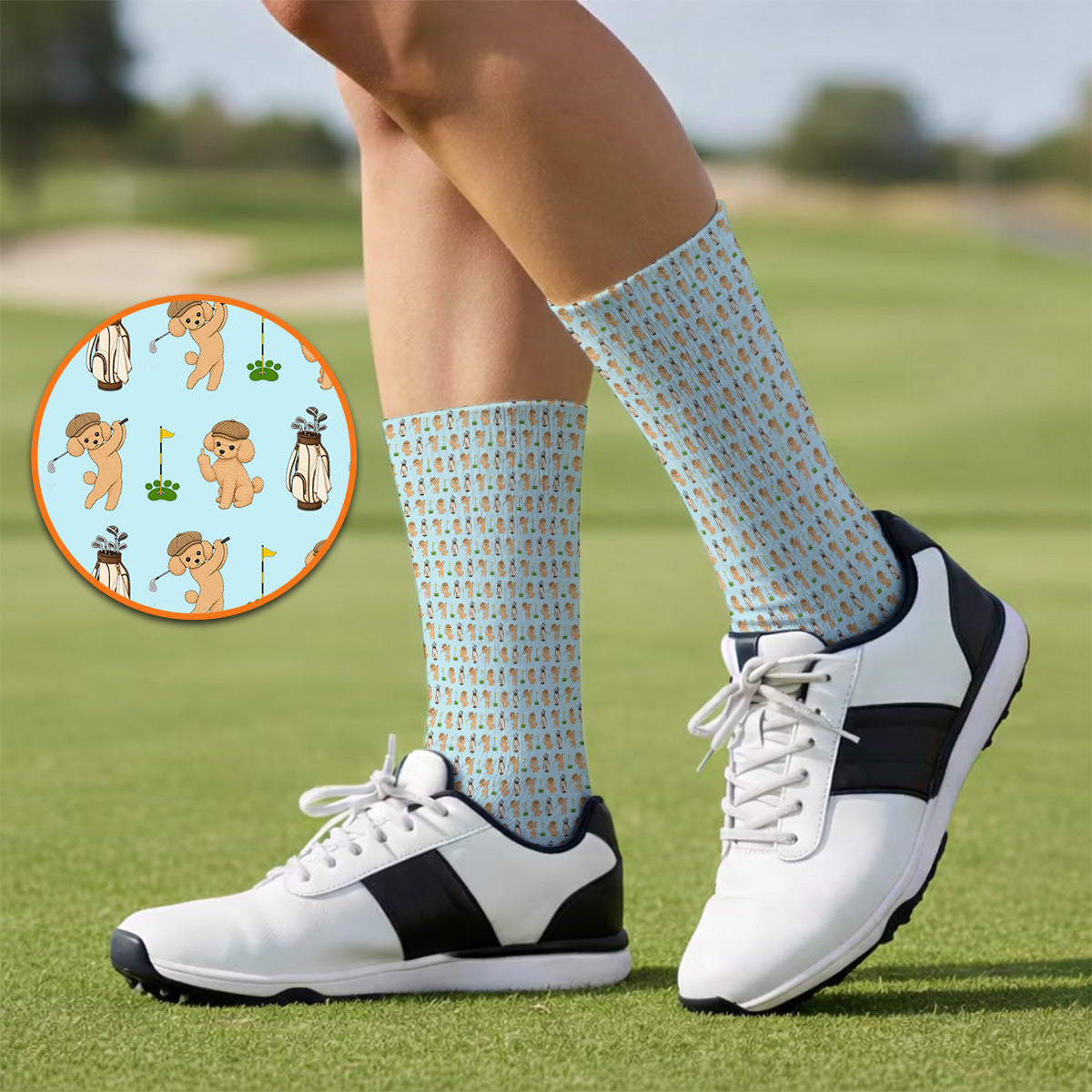 Toy Poodle Pattern Golf Socks, Funny Poodle Golf Sock, Golf Gift For Dog Lover