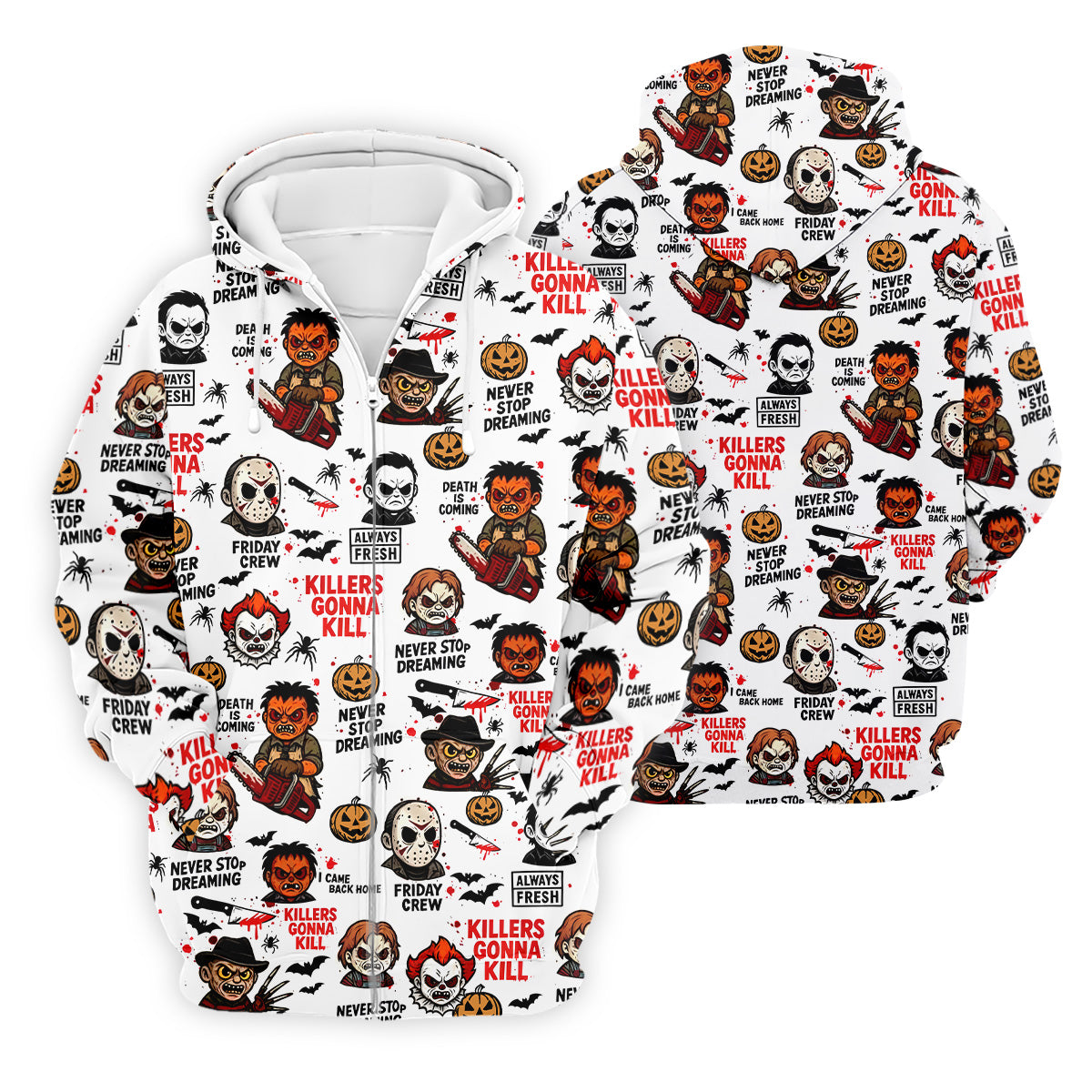 Classic Horror Characters Halloween Golf Shirt, Men's Golf Polo Shirt Horror Movie Shirt