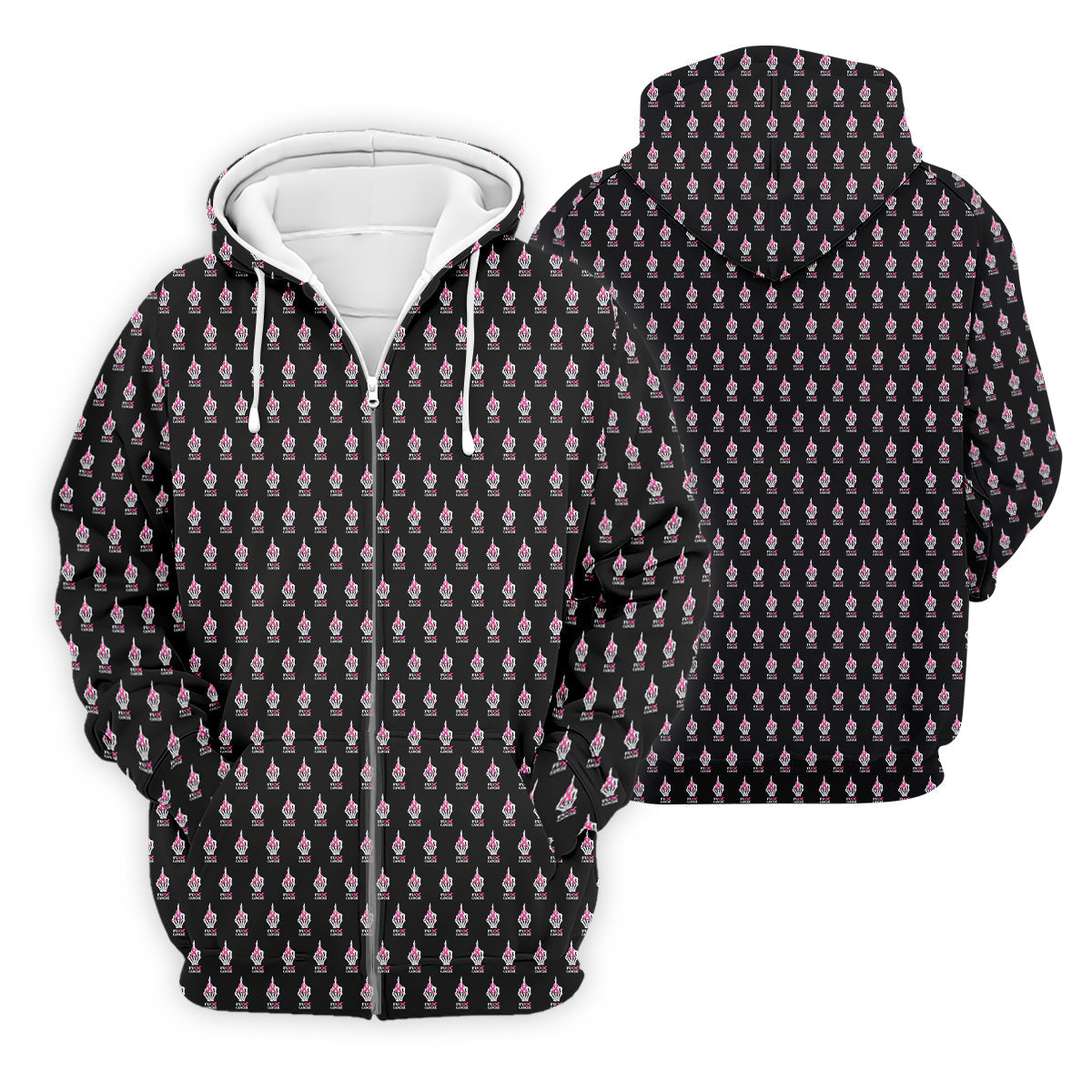 Funny Middle Finger Black Men's Golf Shirt, Fun Golf Shirts For Men, Breast Cancer Support Shirt