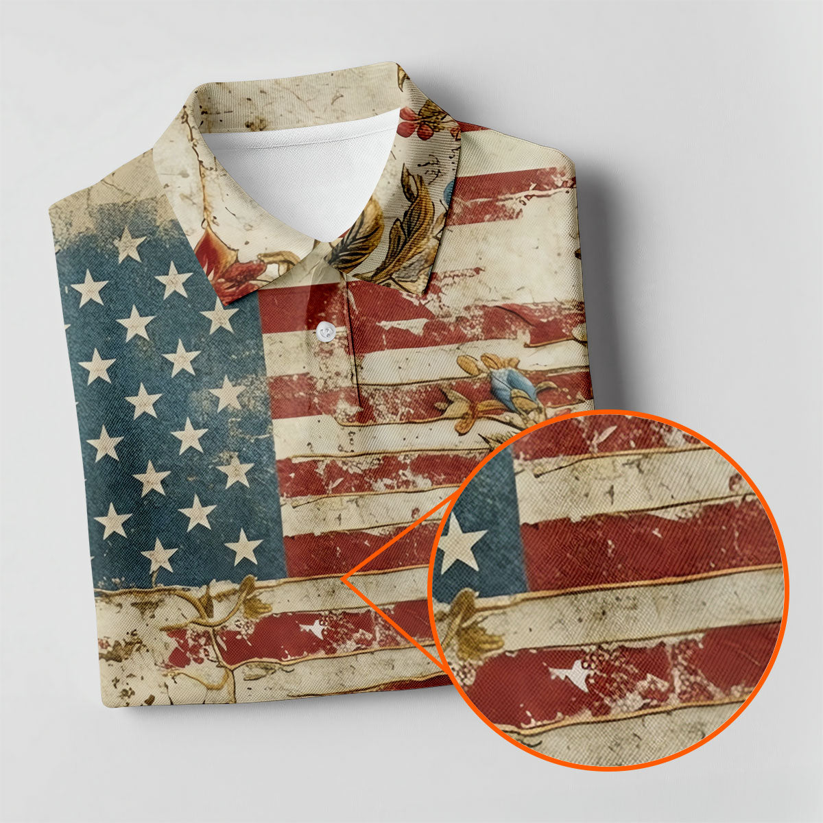 Floral American Flag Vintage Golf Shirt, 250 Years Patriotic 4th Of July Golf Shirt For Women