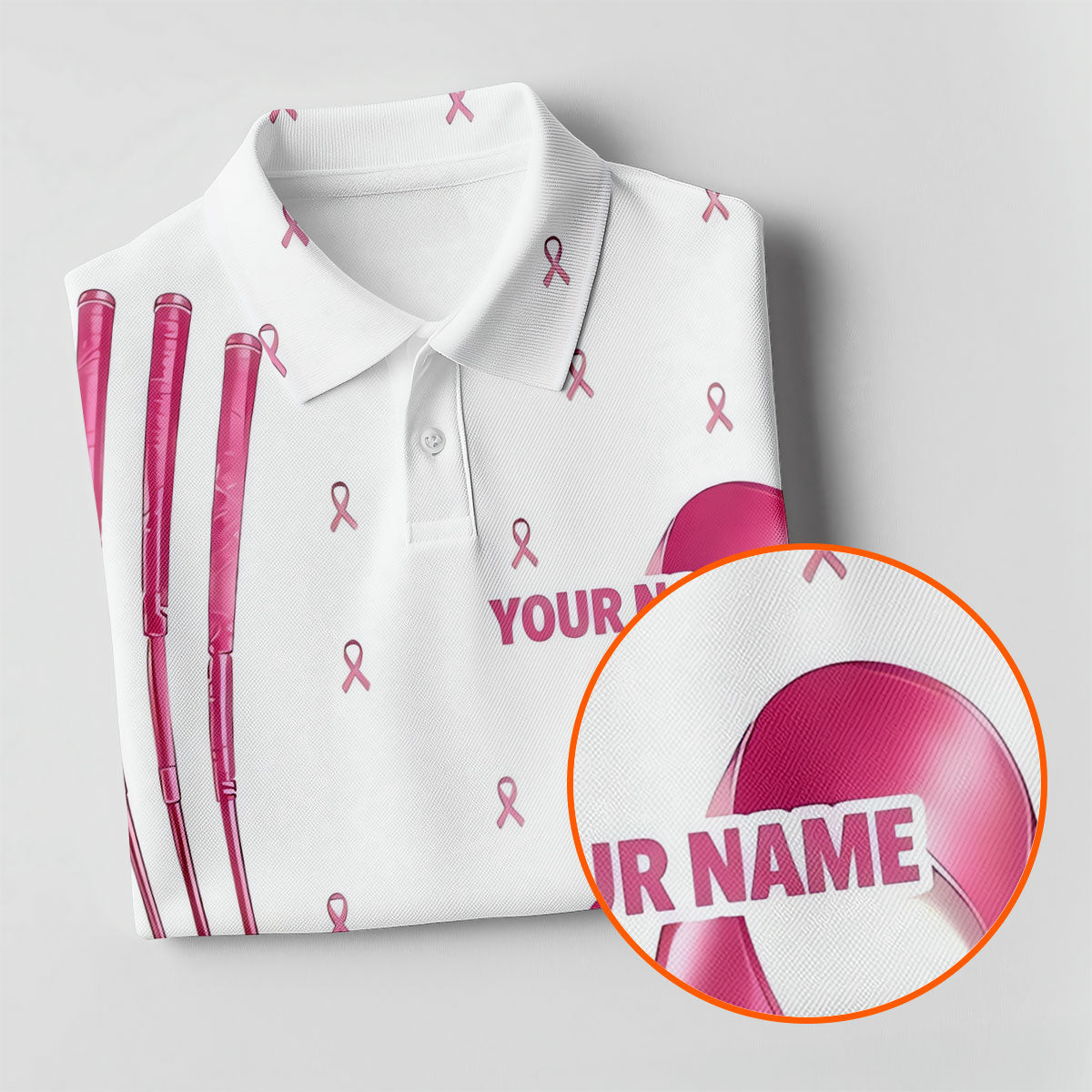 Support The Fighters Custom Pink Ribbon Golf Shirt, Polo Shirts For Men, Mens Golf Shirts