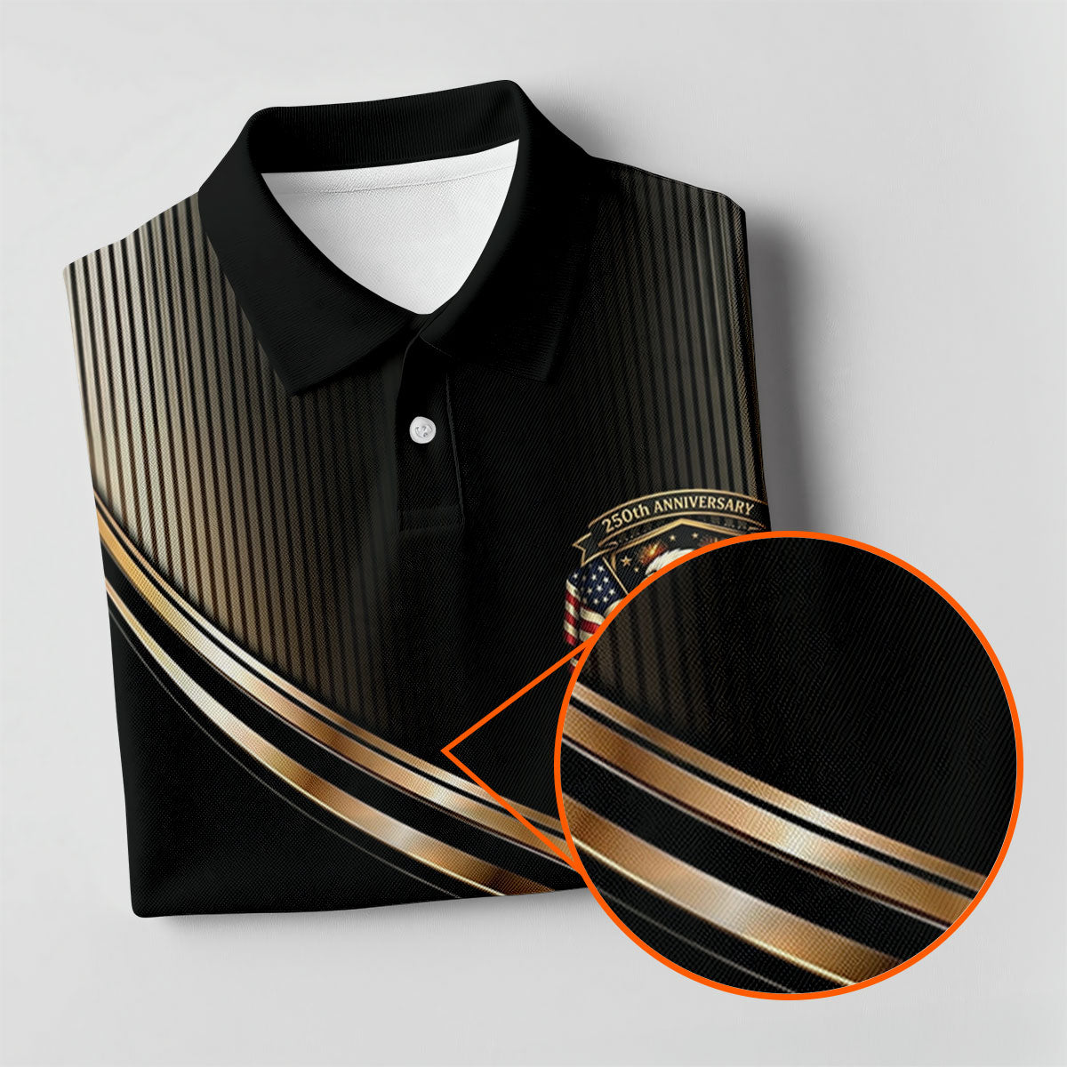 250th Anniversary Metallic Looking Patriotic Golf Shirt, 4th Of July Golf Shirt For Women
