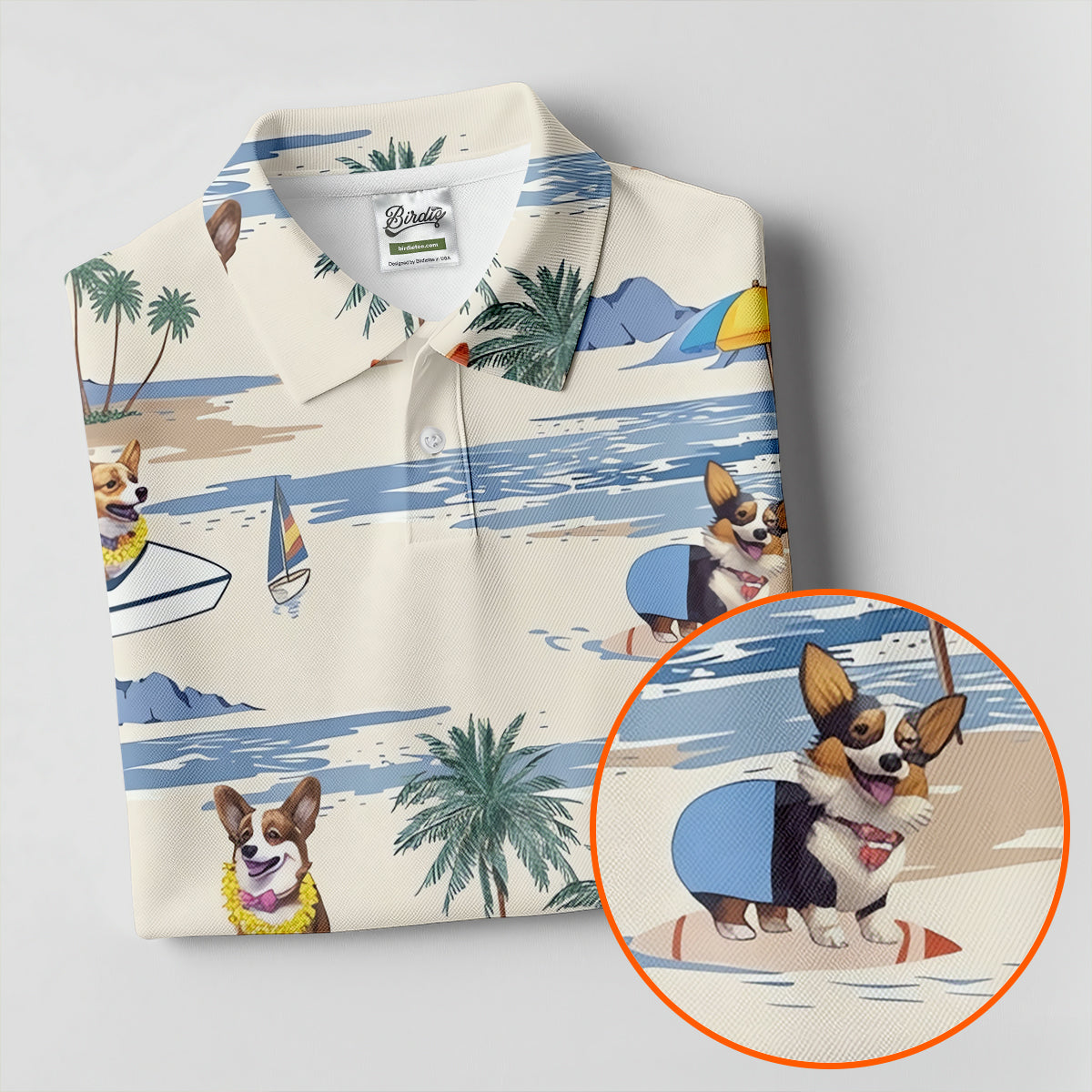 Cute Corgi Beach Vacation Golf Polo Shirt, Golf Shirts For Women, Ladies Golf Tops