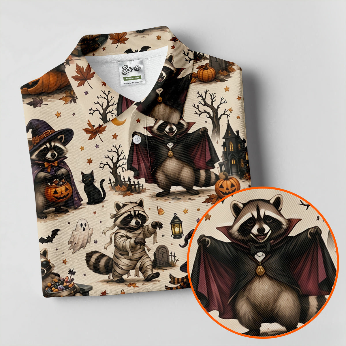 Jimothy Raccoon Costume Halloween Golf Polo Shirt, Golf Tops For Women, Women's Golf Polo