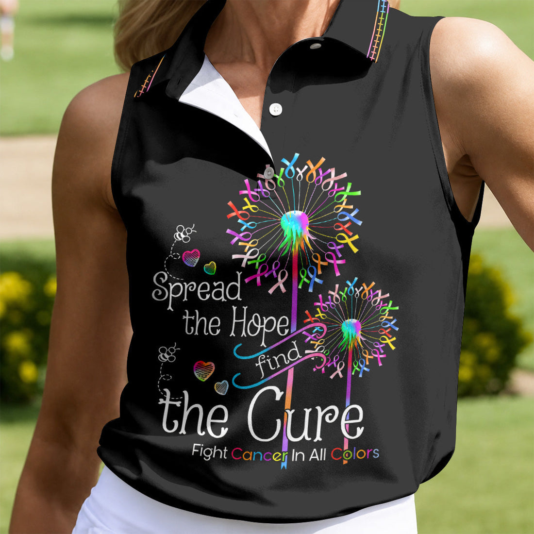 Spread The Hope Find The Cure Breast Cancer Awareness Golf Polo Shirt, Golf Shirts For Women