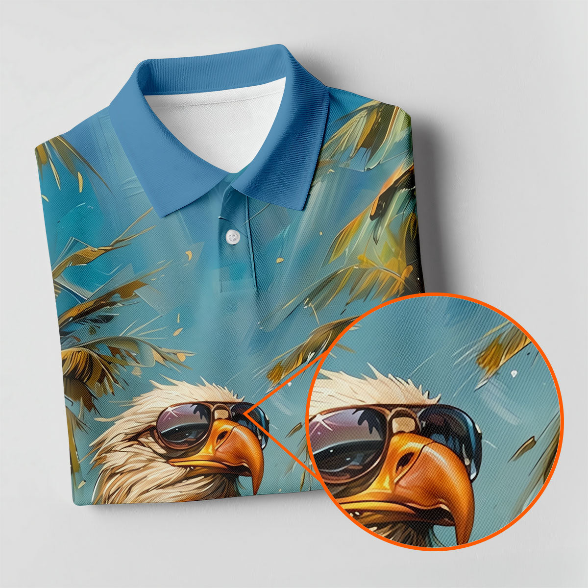Cool Bald Eagle Tropical Vacation Hawaiian Golf Shirt, Vibrant Color Golf Shirt For Women