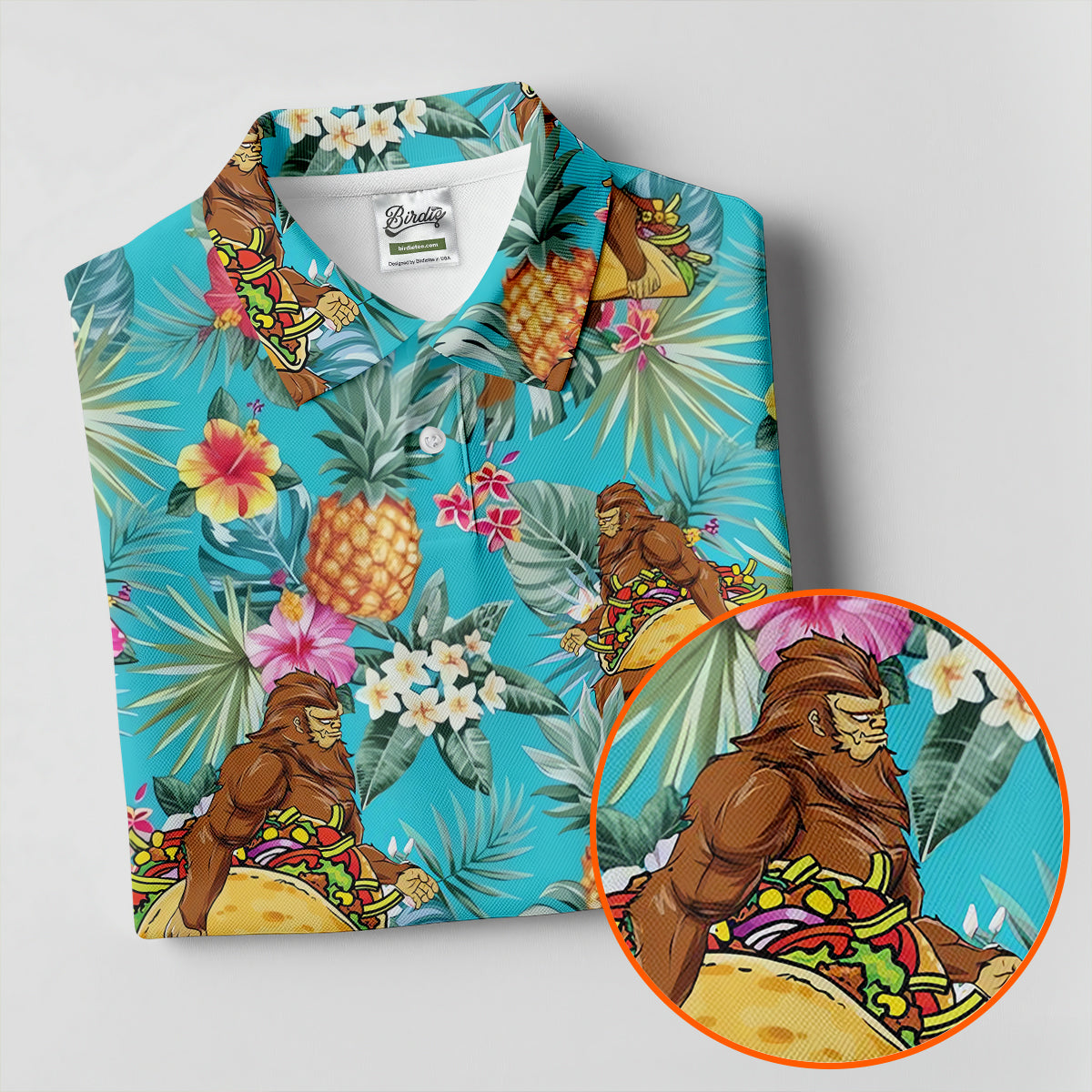 Bigfoot Taco Fiesta Time Hawaiian Golf Shirt, Cinco De Mayo Celebration Golf Shirt For Women