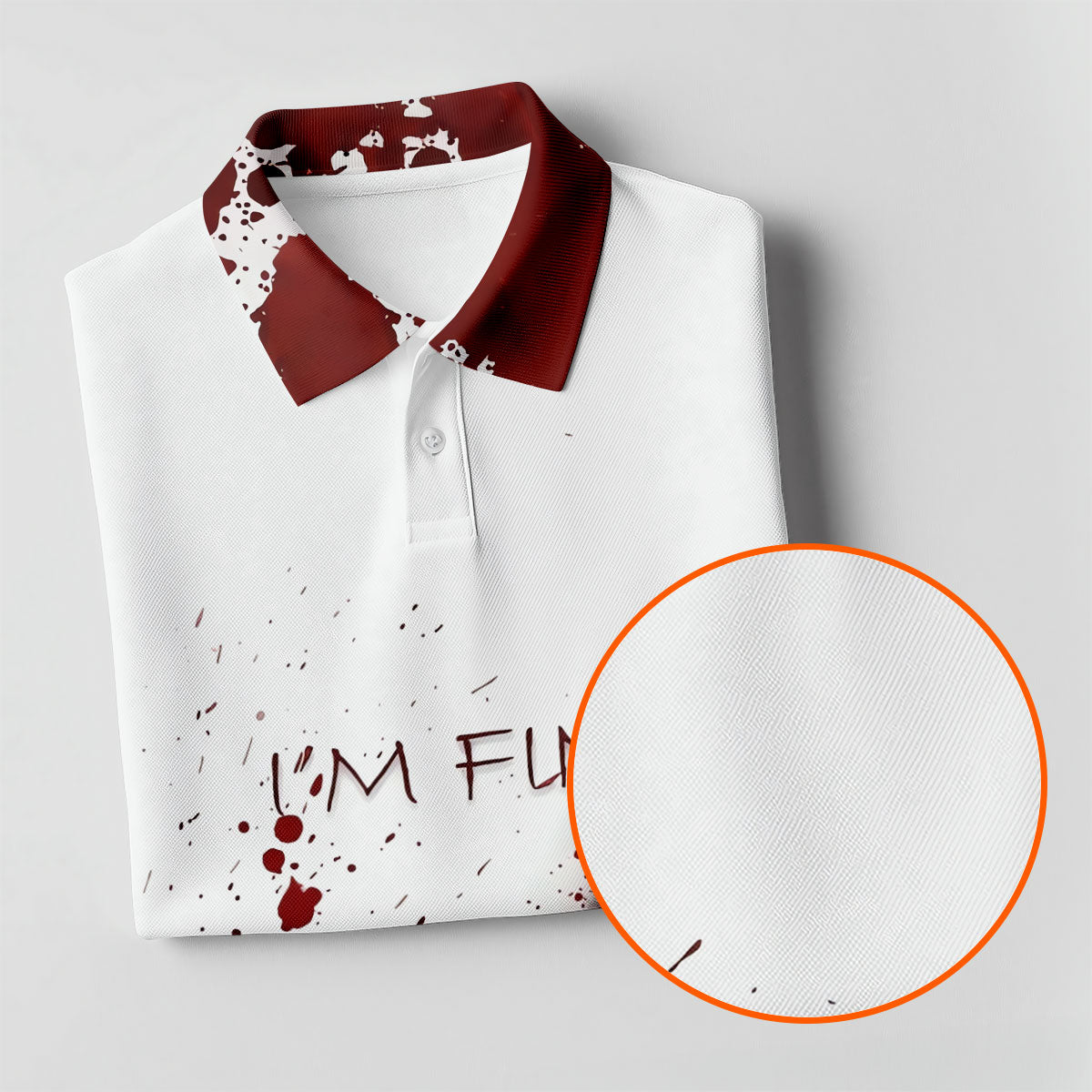I'm Fine Bloody Splatter Horror Halloween Golf Polo Shirt, Ladies Golf Shirt, Printed Golf Shirt