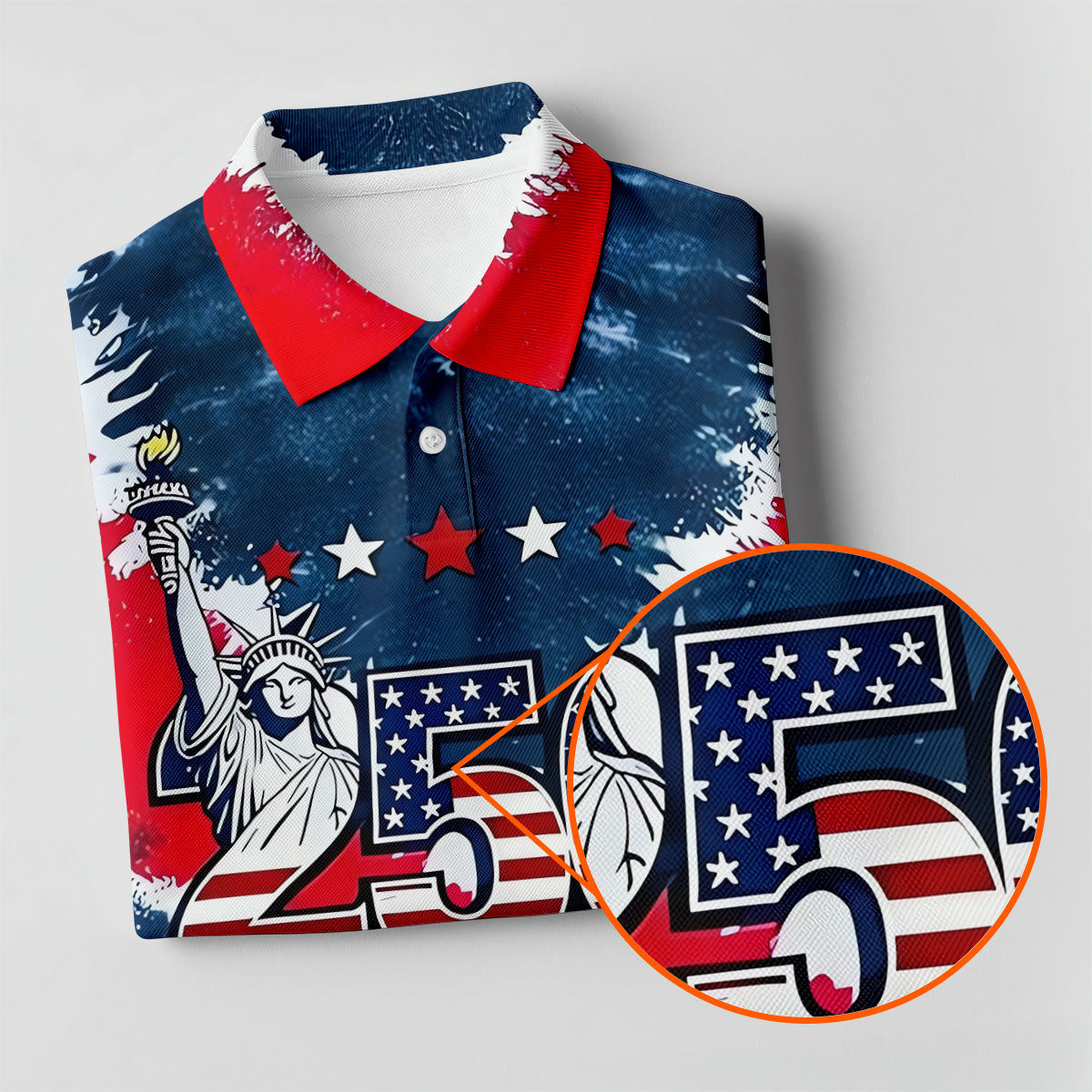 250th Anniversary Red White Blue Tie Dye Print Patriotic Golf Shirt, 4th Of July Golf Shirt For Women