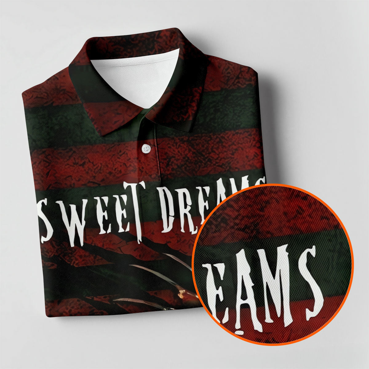 Sweet Dreams Freddy Horror Character Golf Polo Shirt, Printed Golf Shirts, Men's Golf Shirt