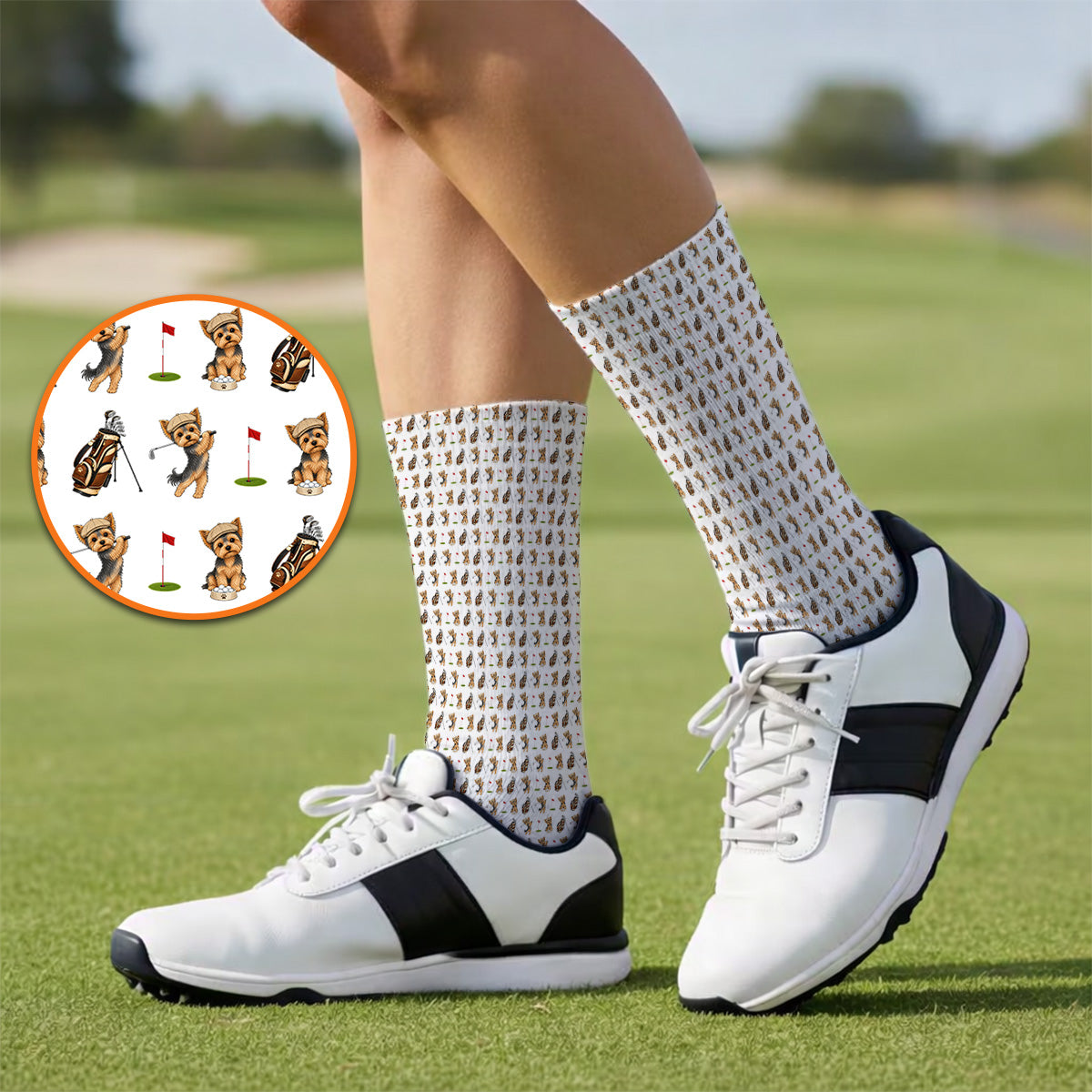 Yorkshire Terrier Golf Sock, Cute Yorkie Pattern Golf Socks, Gift for Golf Lovers