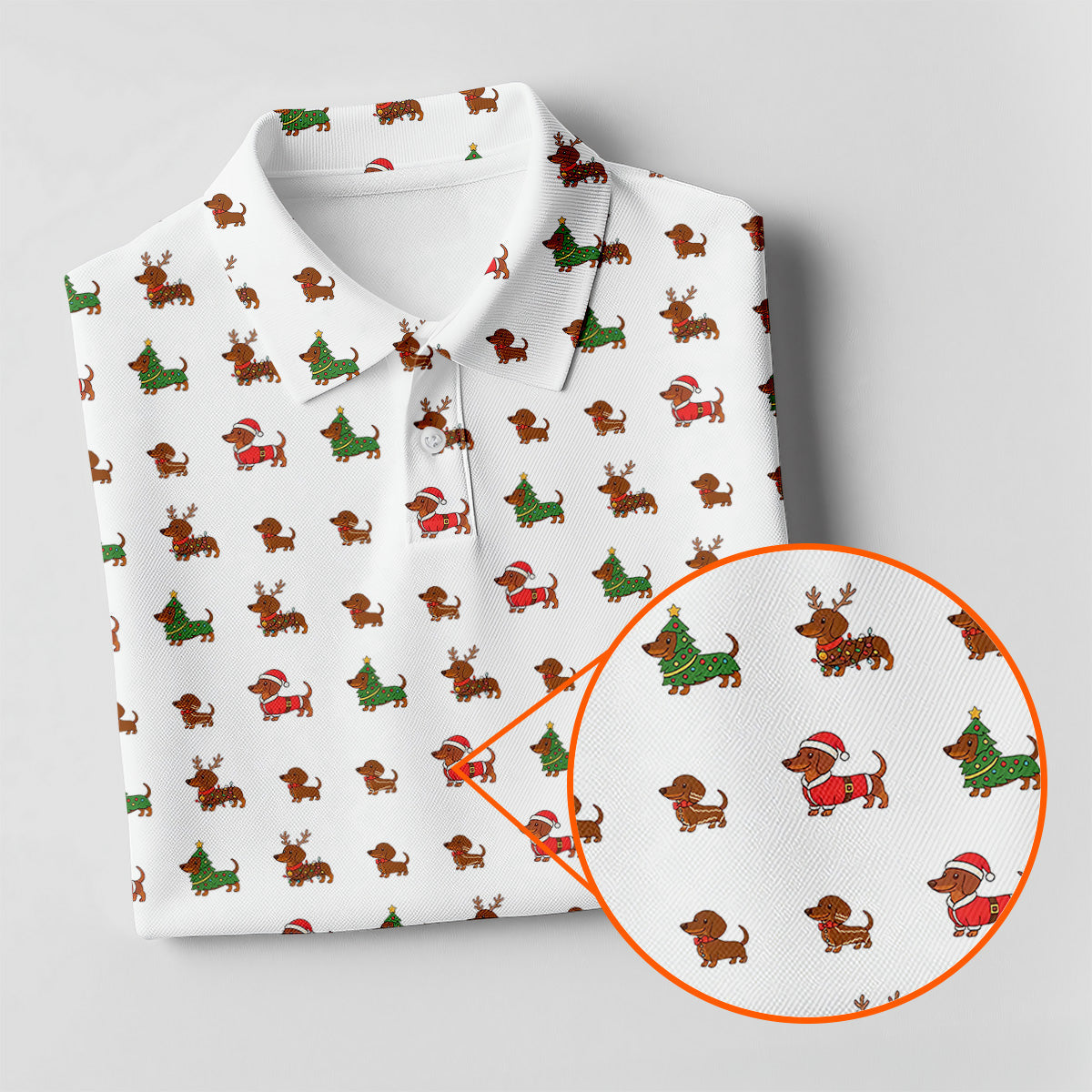 Christmas Dachshund Golf Tops For Men, Christmas Golf Shirt, Polo Shirts For Men, Golf Shirts For Men