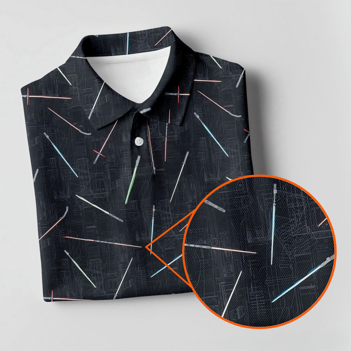 Minimalist Neon Lightsaber Pattern Golf Shirt, Mens Polo Shirts, Golf Shirts For Men