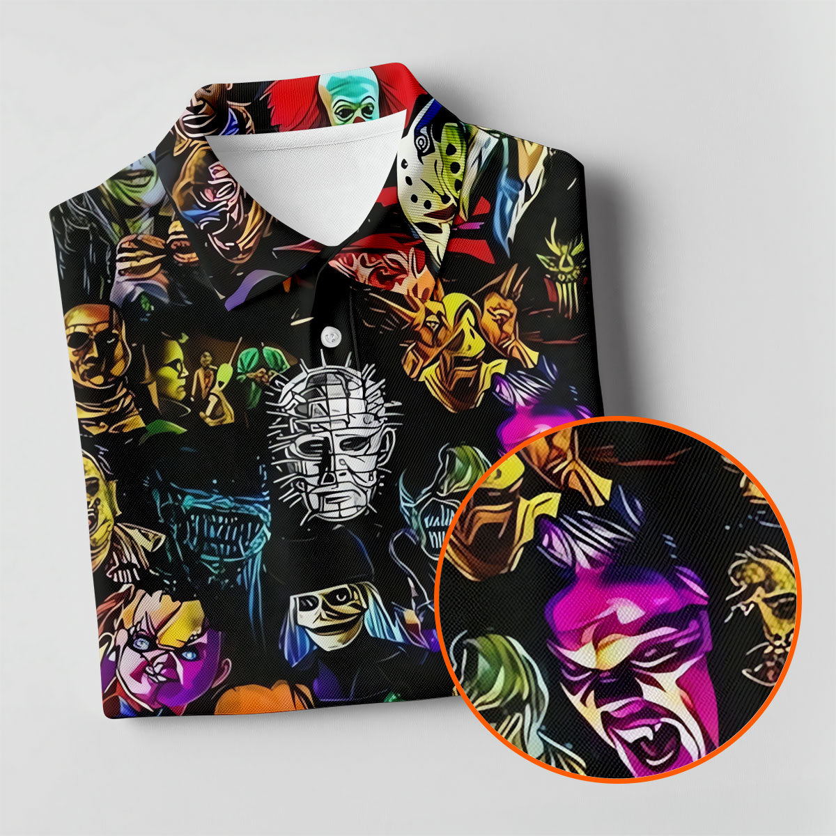 Halloween Horror Character Hawaiian Golf Shirt, Mens Golf Polo, Golf Shirts For Men