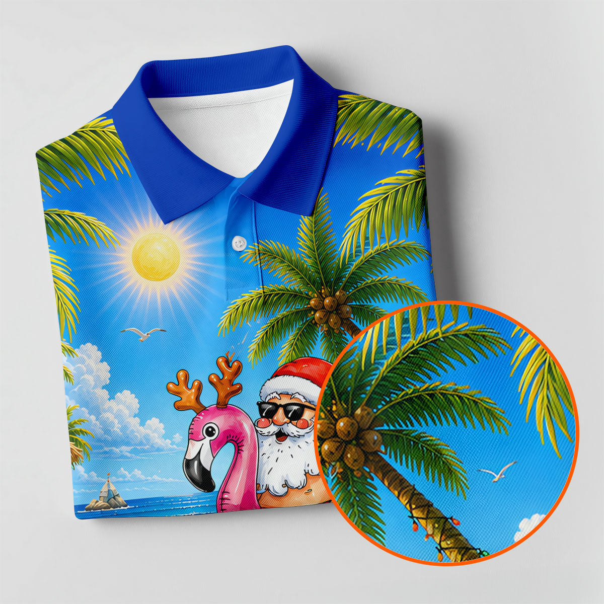 Santa Christmas In July Beach Golf Shirt, Christmas Golf Shirt, Women’s Golf Polo