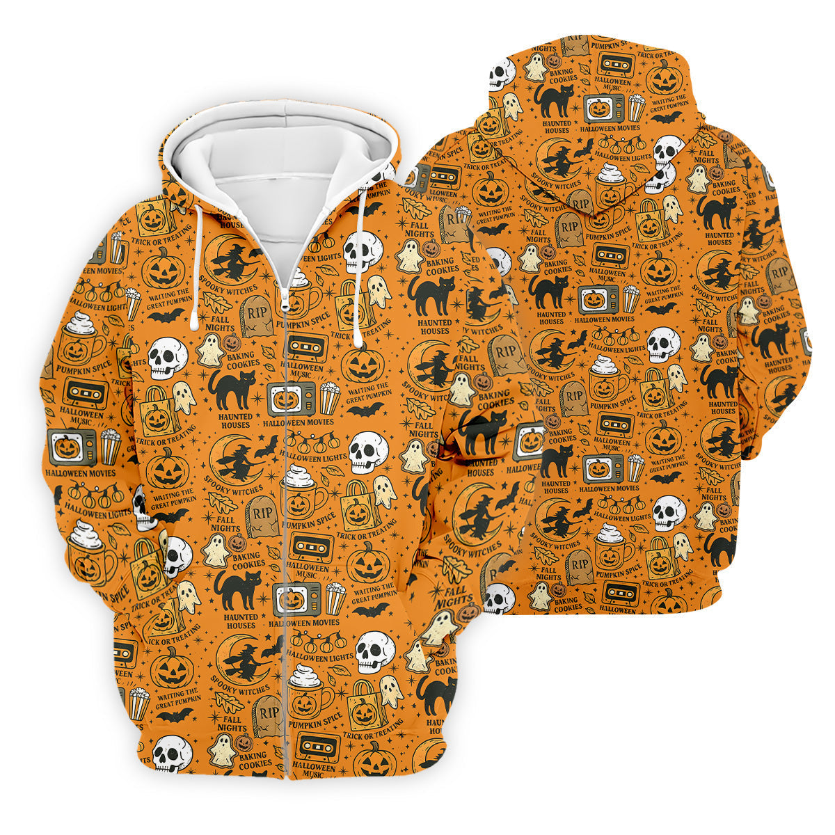 Orange Halloween Cat Golf Polo Shirt Halloween Theme Shirts, Mens Golf Polo Shirt Golfing Apparel