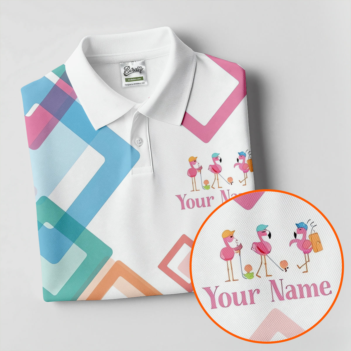 Personalized Flamingo Golf Polo Shirt, Golf Tops For Women, Ladies Golf Shirt