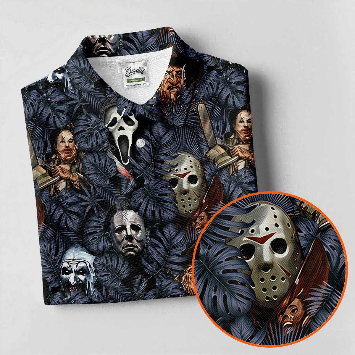 Tropical Horror Character Halloween Golf Shirt, Women's Golf Apparel, Golf Polo For Women