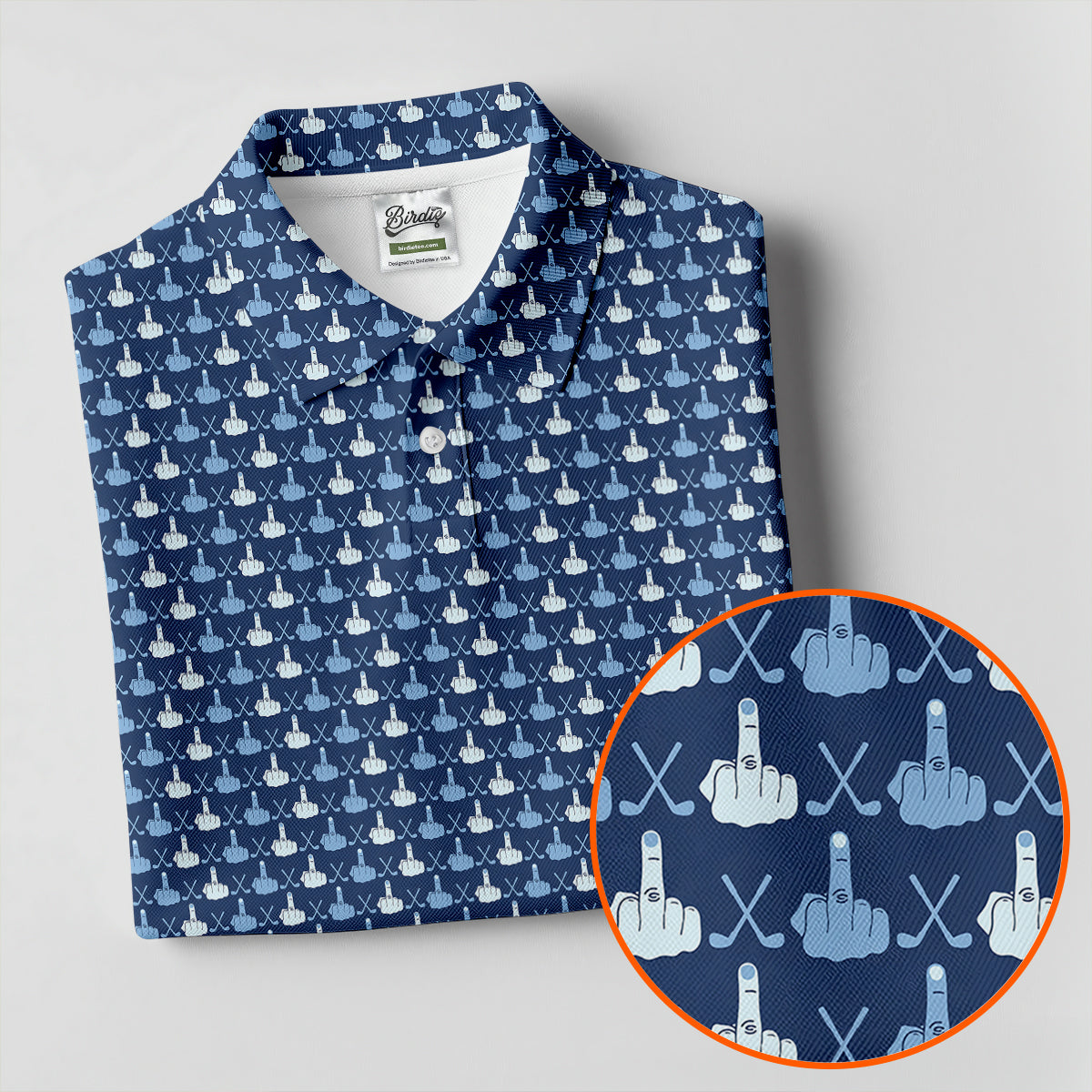 Blue Funny Middle Finger Golf Pattern Polo Shirt, Women's Golf Polo, Ladies Golf Top
