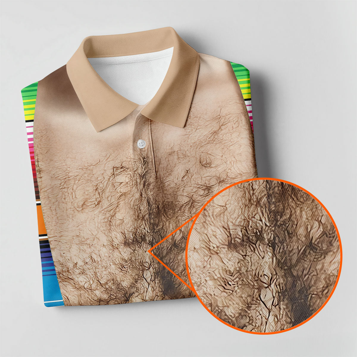 Hairy Body Serape Pattern Funny Cinco De Mayo Golf Tops For Men, Golf Shirts For Men