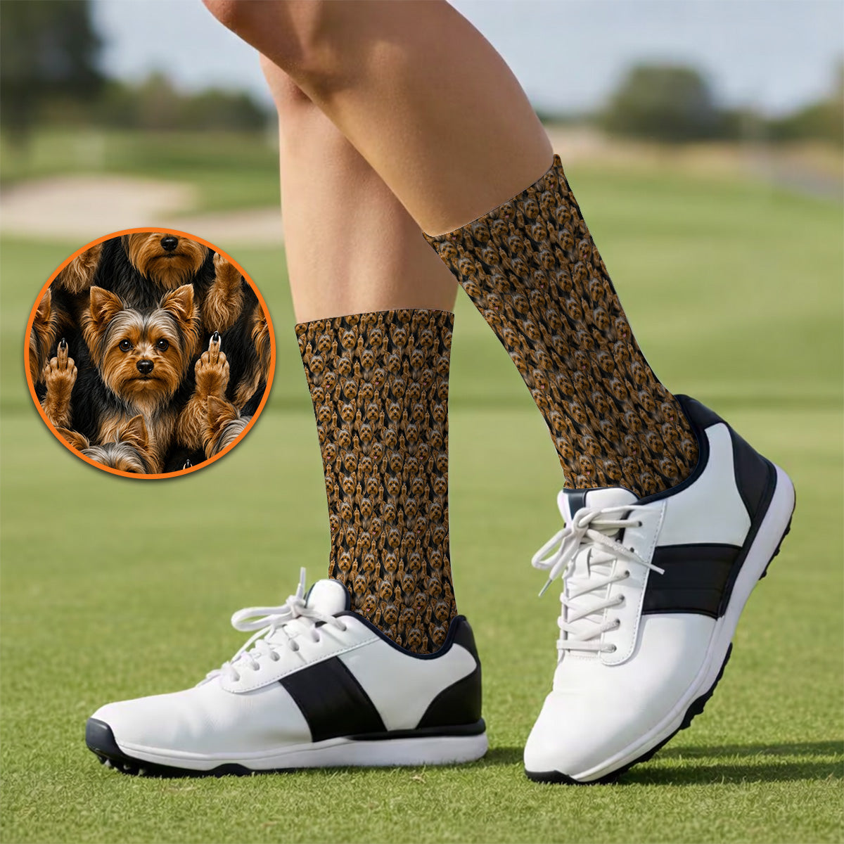 Yorkshire Terrier Golf Socks, Funny Yorkie Pattern Golf Sock, Golf Gift For Dog Lovers